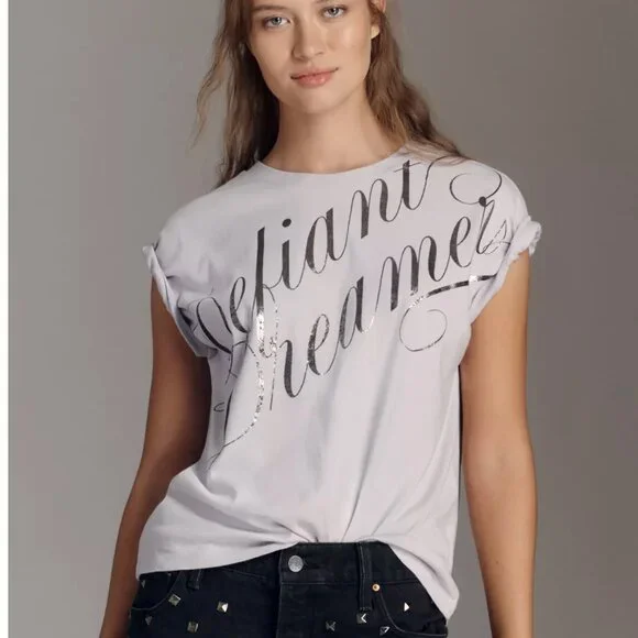 NWT By Anthropologie Foil Graphic Muscle Tee - Picture 1 of 4